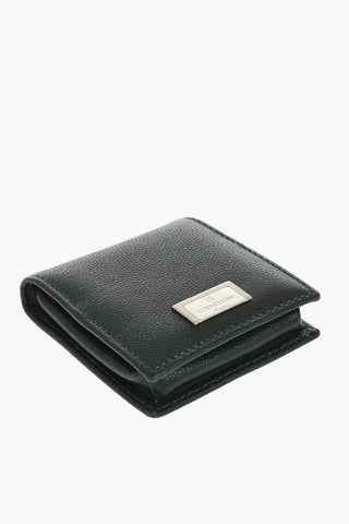 Saffiano Leather Coin Purse with Silver-Tone Logo Plaque