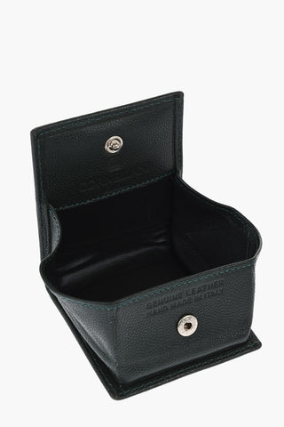 Saffiano Leather Coin Purse with Silver-Tone Logo Plaque