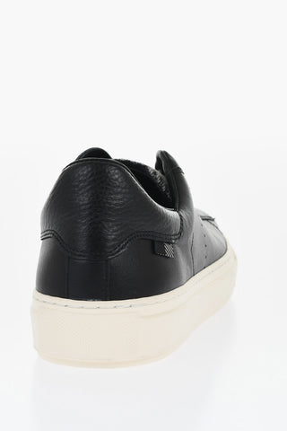 Sneakers Basse in Pelle con Suola a Contrasto