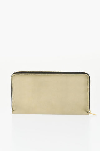 Metallic Leather Wallet with Zip Closure