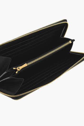 Metallic Leather Wallet with Zip Closure