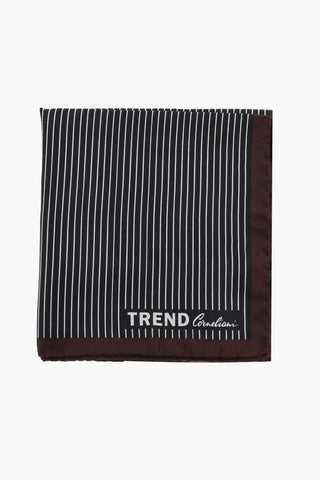 TREND Striped Silk Pocket Square with Contrasting Edge