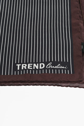 TREND Striped Silk Pocket Square with Contrasting Edge