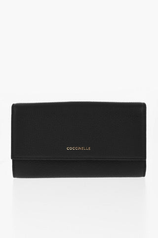Textured Leather Wallet with Logo Application