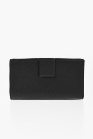 Textured Leather Wallet with Logo Application