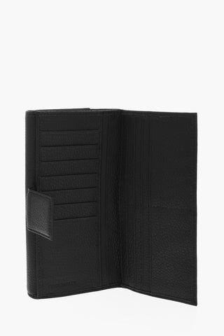 Textured Leather Wallet with Logo Application