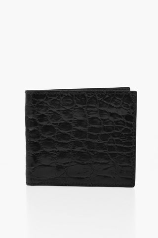 Portafoglio Bifold in Pelle di Coccodrillo