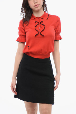 Polo in Misto Cashmere con Dettagli Ruffle