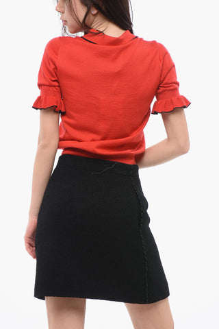 Polo in Misto Cashmere con Dettagli Ruffle