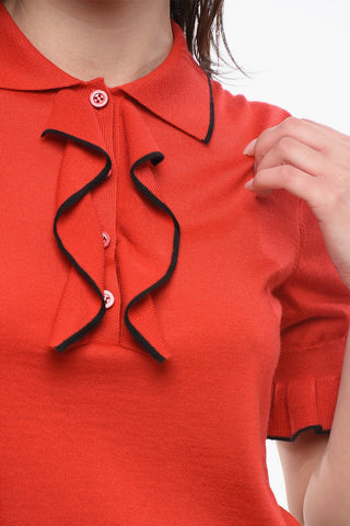 Polo in Misto Cashmere con Dettagli Ruffle