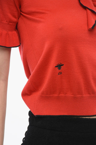 Polo in Misto Cashmere con Dettagli Ruffle