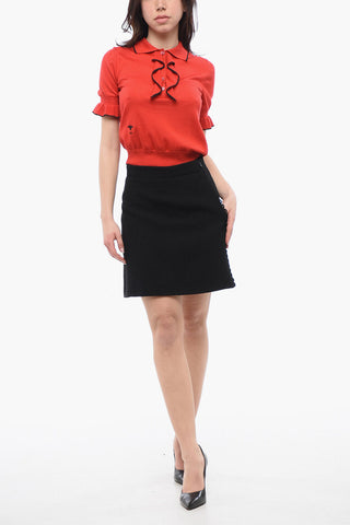 Polo in Misto Cashmere con Dettagli Ruffle
