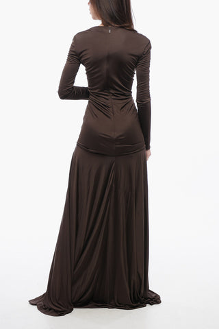 Jersey Gathered Dress with V-neckline
