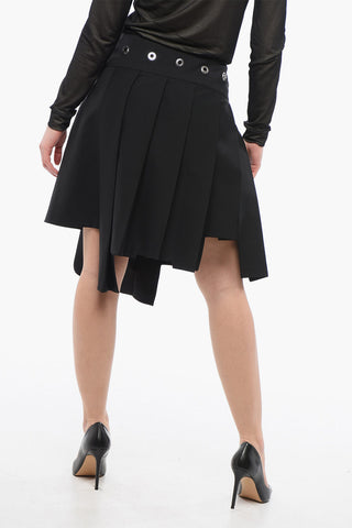 Wool Pleated Skirt With Buckle Detail