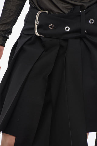 Wool Pleated Skirt With Buckle Detail