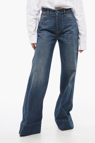 Washed Denim Palazzo Jeans