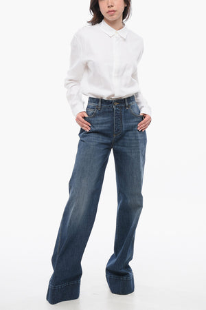 Washed Denim Palazzo Jeans