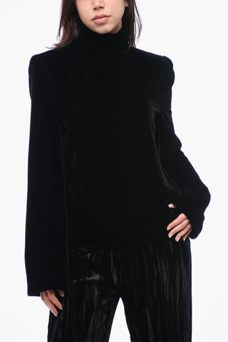 Top in Velluto con Spalline Imbottite