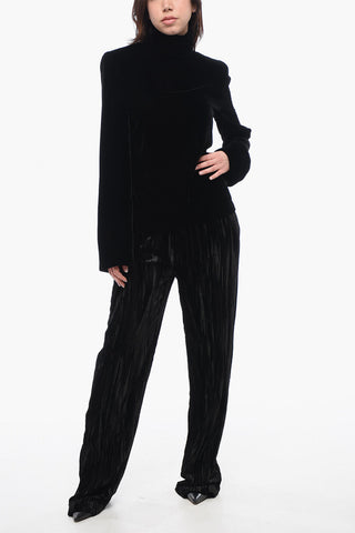 Top in Velluto con Spalline Imbottite