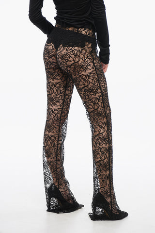 Floral Lace Pants with Straight Leg