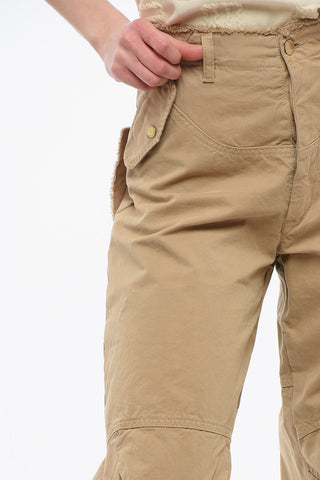 Frayed Hem Cotton ROSALIND Cargo Pants with Logo-Buttons