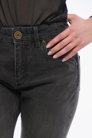 Cropped Fit Bootcut Denims with Belt Loops