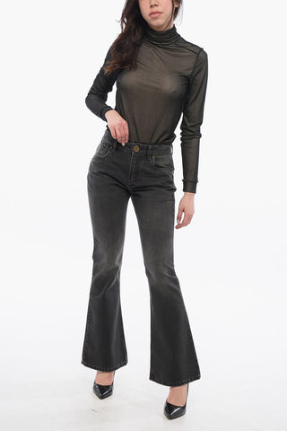 Cropped Fit Bootcut Denims with Belt Loops