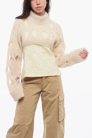 Maglia a Collo Alto Crop Con Dettagli Cut-Out