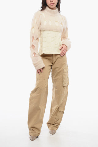 Maglia a Collo Alto Crop Con Dettagli Cut-Out