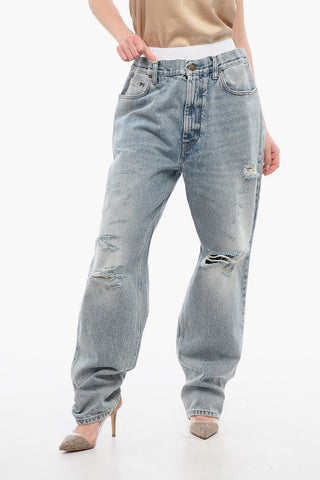 Low-Waisted JANE Distressed Jeans with Logoed Elastic Band 20cm