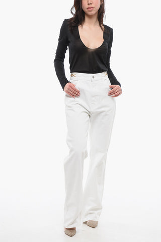 Wide-leg Denims with Chain Detail