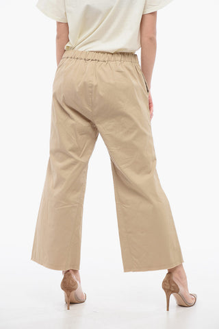 Pantalone Crop Svasato con Orlo a Taglio Vivo