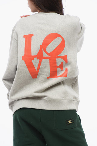 ROBERT INDIANA Brushed Cotton Crewneck Sweatshirt with Maxi Print on the Back