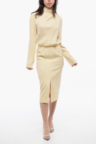 Silk Dress with All-Over Logo