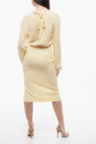 Silk Dress with All-Over Logo