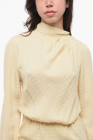 Silk Dress with All-Over Logo