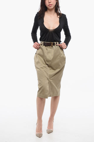 Pencil Skirt with Leather Belt