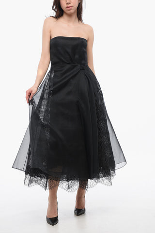 Abito Strapless in Doppio Tessuto con Zip Laterale