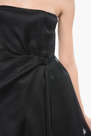 Abito Strapless in Doppio Tessuto con Zip Laterale