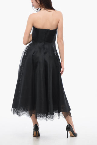 Abito Strapless in Doppio Tessuto con Zip Laterale