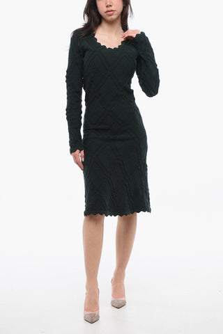 Wool Dress with Geometric Trimming