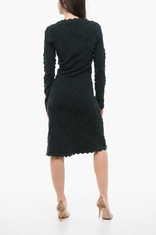 Wool Dress with Geometric Trimming