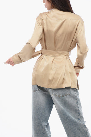 Silk Relaxed Shirt with Knight Motif