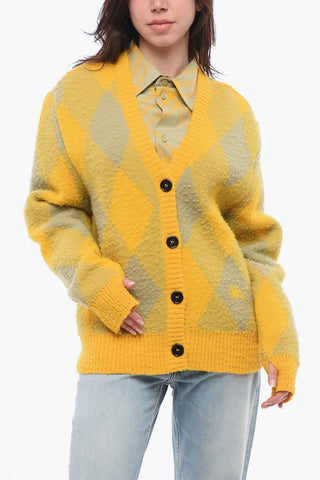 Cardigan in Lana con Motivo Argyle