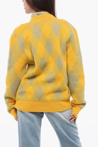Cardigan in Lana con Motivo Argyle