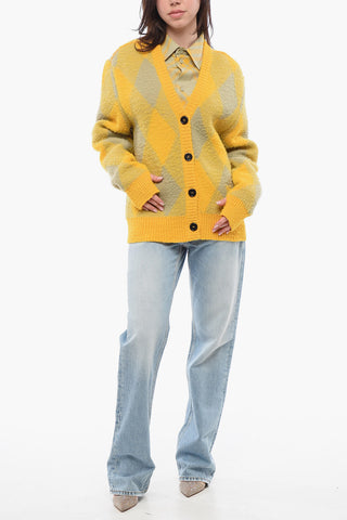 Cardigan in Lana con Motivo Argyle