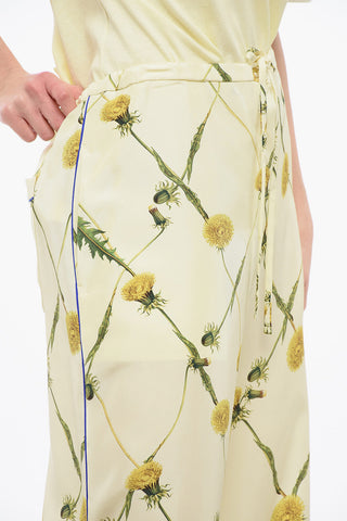 Silk Floral Pants with Wide Leg