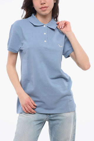 Piquet Cotton 3-Buttons Polo Shirt with Embroidery