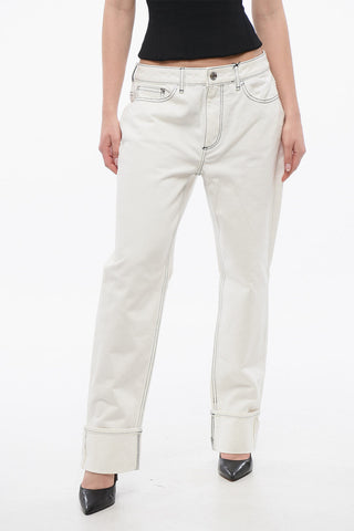 Straight-Fit Denims with Contrasting Stitching 20cm