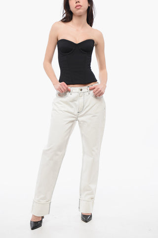 Straight-Fit Denims with Contrasting Stitching 20cm
